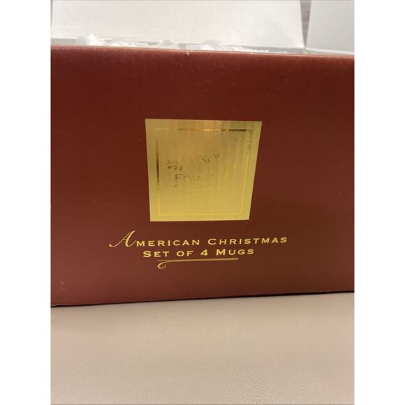 Vtg LENOX for the Holidays Mugs Set Of 4 AMERICAN CHRISTMAS 4 1/2" - Picture 13 of 15